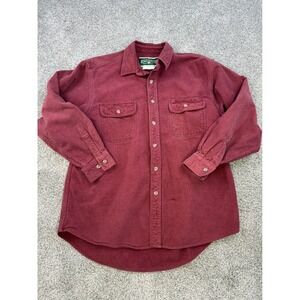 VTG Field & Stream Mens Heavy Cotton‎ Flannel Shirt Burgundy Long Sleeve Large